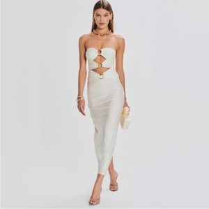 Retrofete - Shani Lily Dress - Large - New with Tag - Cream with Golden O-Ring